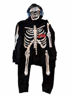 Funzie Onesie Kid Black Skeleton Hoodie PJs Costume Red Game Controller Large 14